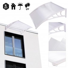 Koval Inc. 3 ft DIY Overhead Clear Outdoor Awning Patio Cover Door Window Polycarbonate Modern Design UV Rain Sunshine (3 FT, White)   